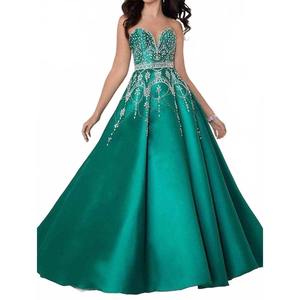 NEW TIFFANY DESIGNS women's sweetheart jeweled dress in jade